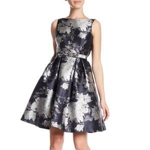 Eliza J Boatneck Belted Party Dress (Petite)
